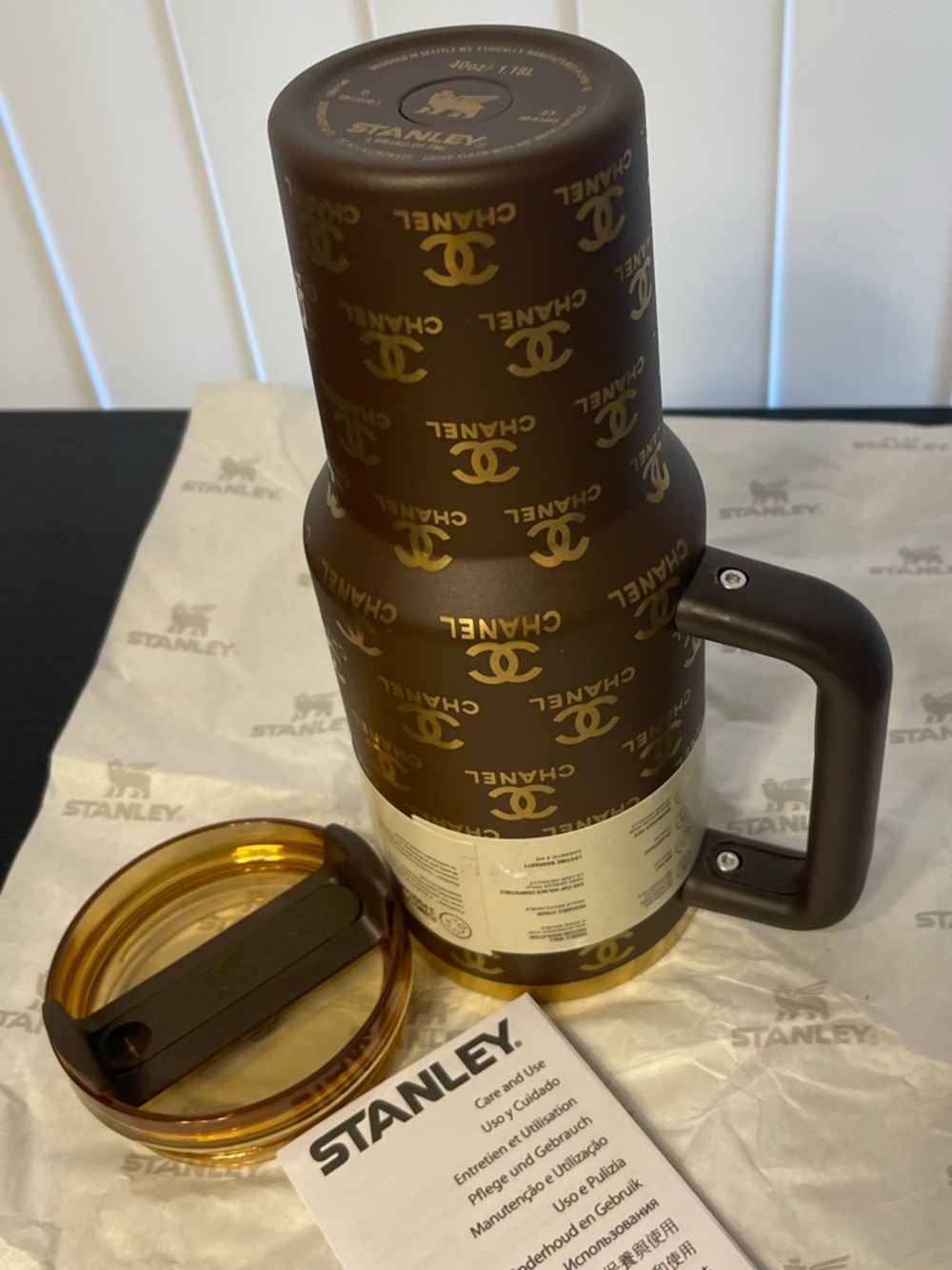 Custom Stanley Brown and Gold Tumbler 40oz - Picture 4 of 7